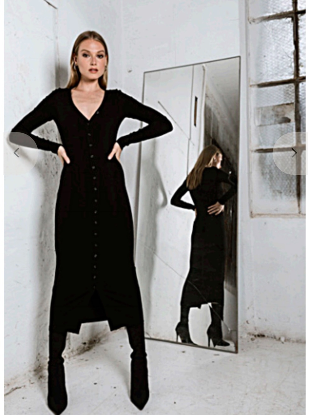 The Range Division Rib Button Front Midi Dress in black Sz Small